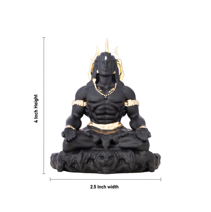 Lord Shankar Sitting On Base Statue - 4 x 2.5 Inches | Resin Idol/ Shiv murti For Worship
