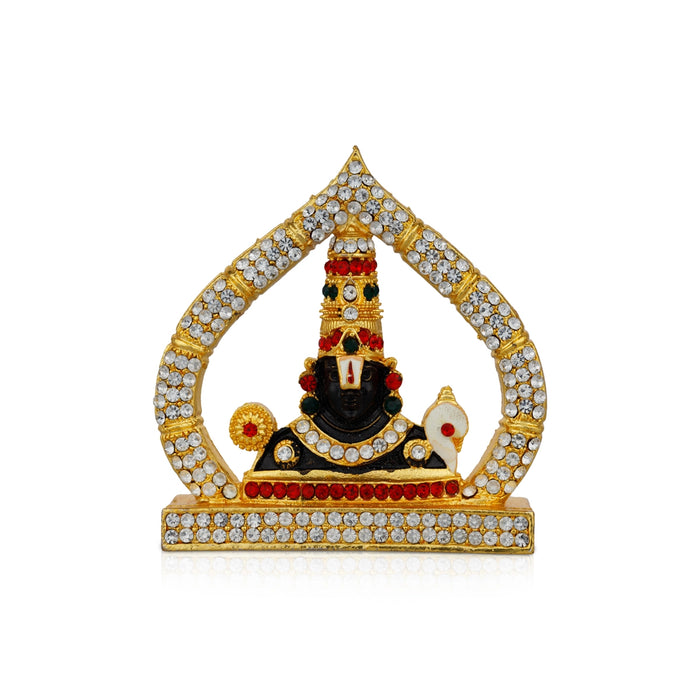 Balaji Murti With Arch - 2.5 x 2.5 Inches | Multicolour Stone Balaji Idol/ Gold Polish Balaji Statue for Car/ 50 Gms