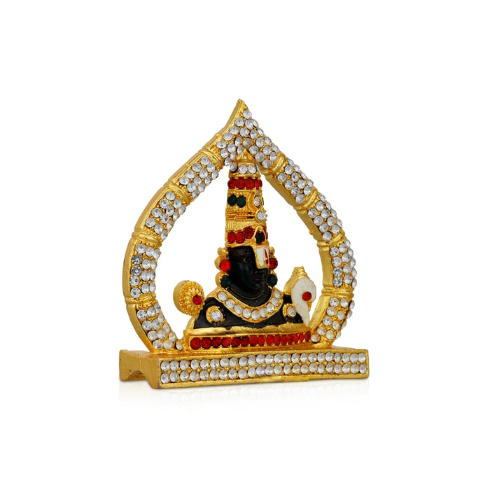 Balaji Murti With Arch - 2.5 x 2.5 Inches | Multicolour Stone Balaji Idol/ Gold Polish Balaji Statue for Car/ 50 Gms