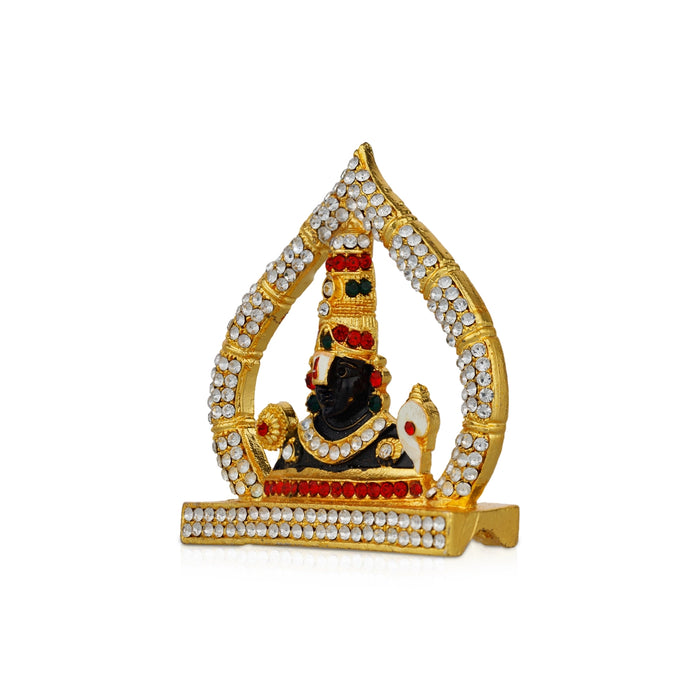 Balaji Murti With Arch - 2.5 x 2.5 Inches | Multicolour Stone Balaji Idol/ Gold Polish Balaji Statue for Car/ 50 Gms