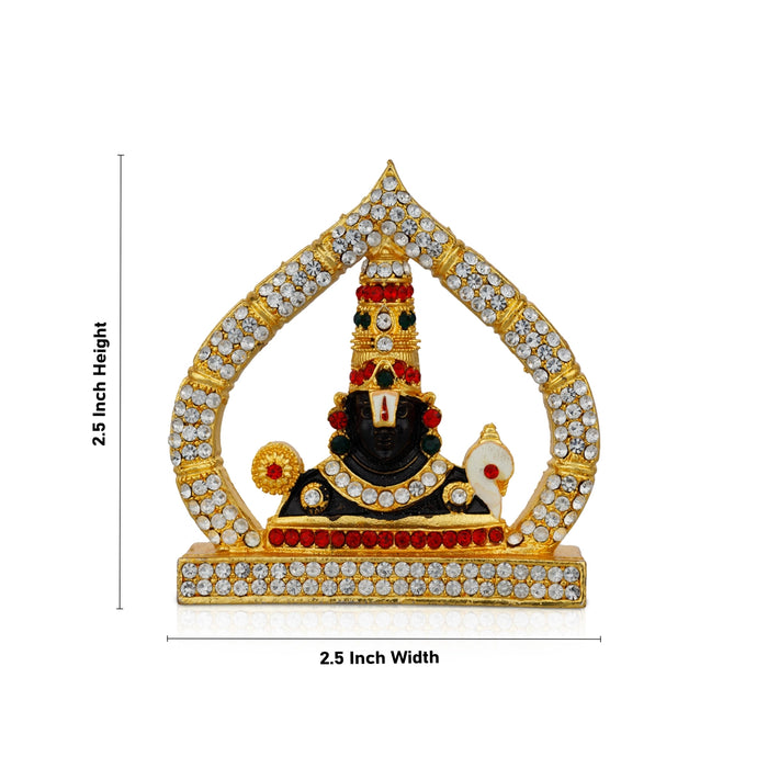 Balaji Murti With Arch - 2.5 x 2.5 Inches | Multicolour Stone Balaji Idol/ Gold Polish Balaji Statue for Car/ 50 Gms