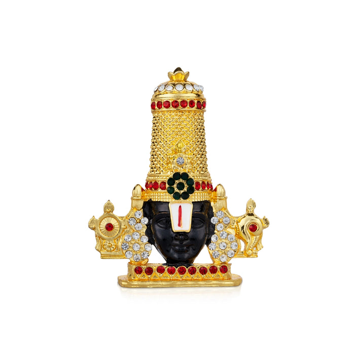 Balaji Murti - 3 x 3 Inches | Stone Tirupati Balaji Idol/ Multicolour Stone Balaji Statue for Car Decor