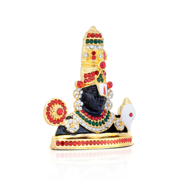 Balaji Murti - 3 x 3 Inches | Stone Tirupati Balaji Idol/ Multicolour Stone Balaji Statue for Car Decor