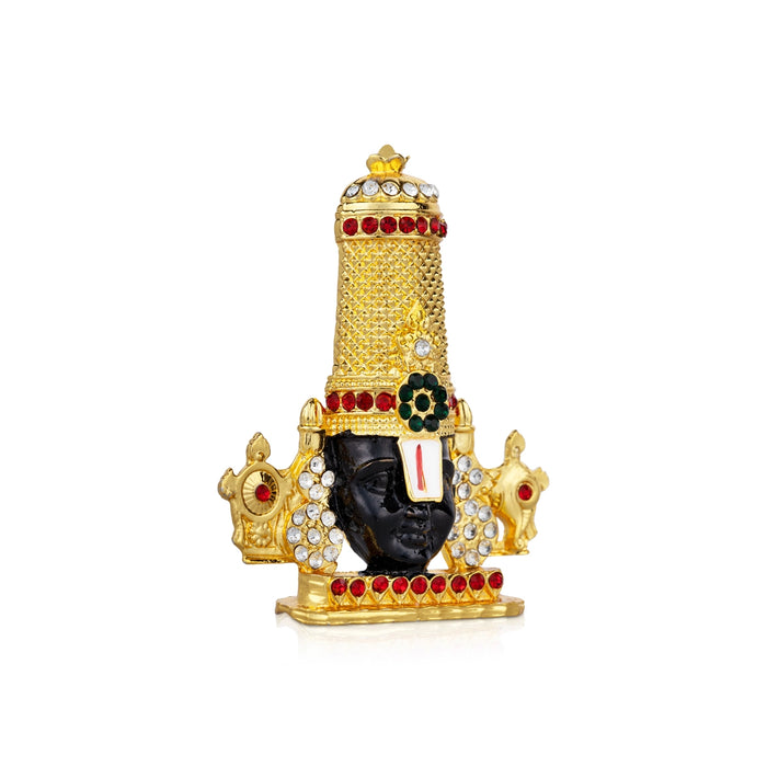 Balaji Murti - 3 x 3 Inches | Stone Tirupati Balaji Idol/ Multicolour Stone Balaji Statue for Car Decor