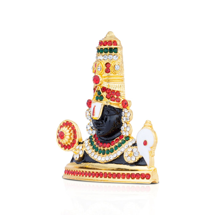 Balaji Murti - 3 x 3 Inches | Stone Tirupati Balaji Idol/ Multicolour Stone Balaji Statue for Car Decor