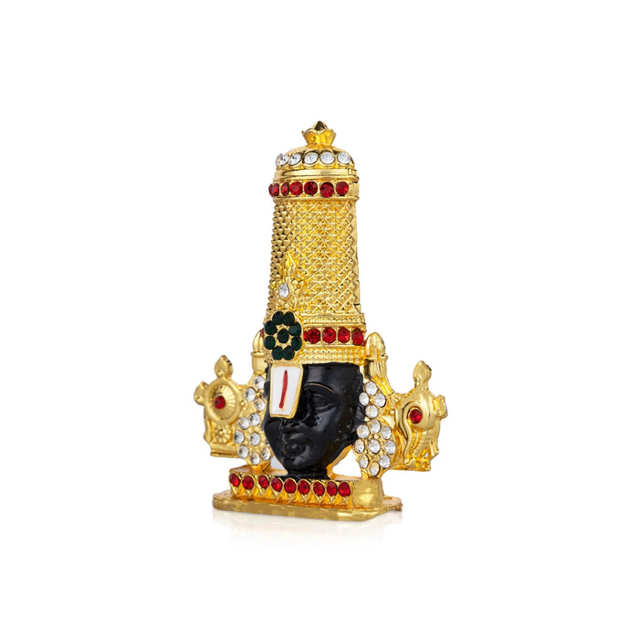 Balaji Murti - 3 x 3 Inches | Stone Tirupati Balaji Idol/ Multicolour Stone Balaji Statue for Car Decor