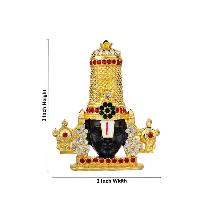 Balaji Murti - 3 x 3 Inches | Stone Tirupati Balaji Idol/ Multicolour Stone Balaji Statue for Car Decor