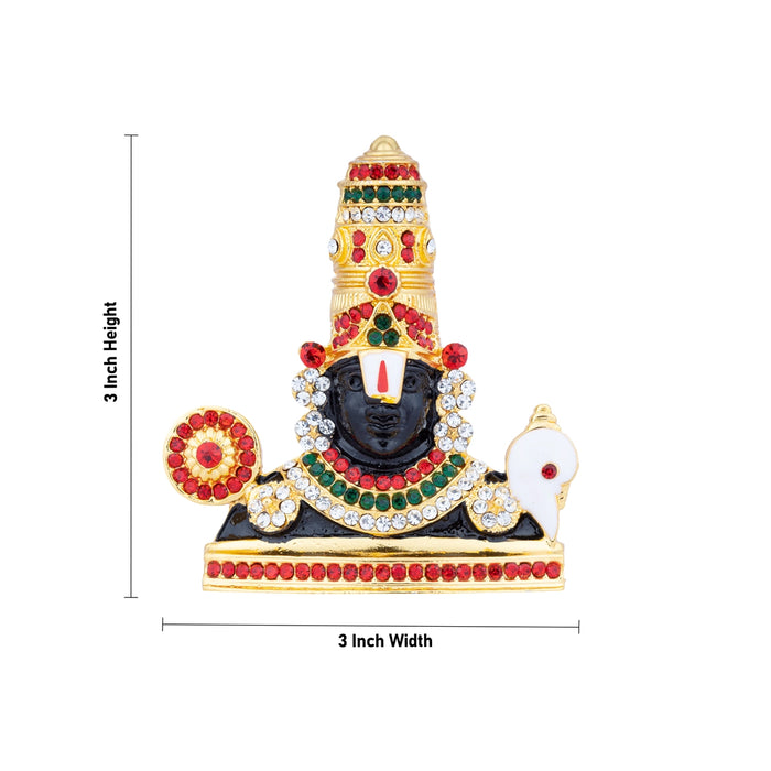 Balaji Murti - 3 x 3 Inches | Stone Tirupati Balaji Idol/ Multicolour Stone Balaji Statue for Car Decor