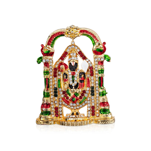 Balaji Murti With Arch - 3 x 2.5 Inches | Multicolour Stone Balaji Idol/ Gold Polish Balaji Statue for Car/ 60 Gms - Car Stand & Car Accessories