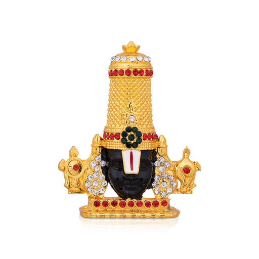 Balaji Murti - 3 x 3 Inches | Multicoloured Stone Balaji Statue/ Gold Polish Tirupati Balaji Idol for Car Decor - Car Stand & Car Accessories