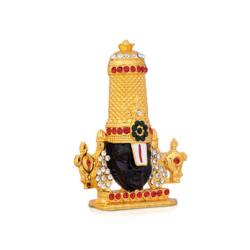 Balaji Murti - 3 x 3 Inches | Multicoloured Stone Balaji Statue/ Gold Polish Tirupati Balaji Idol for Car Decor - Car Stand & Car Accessories