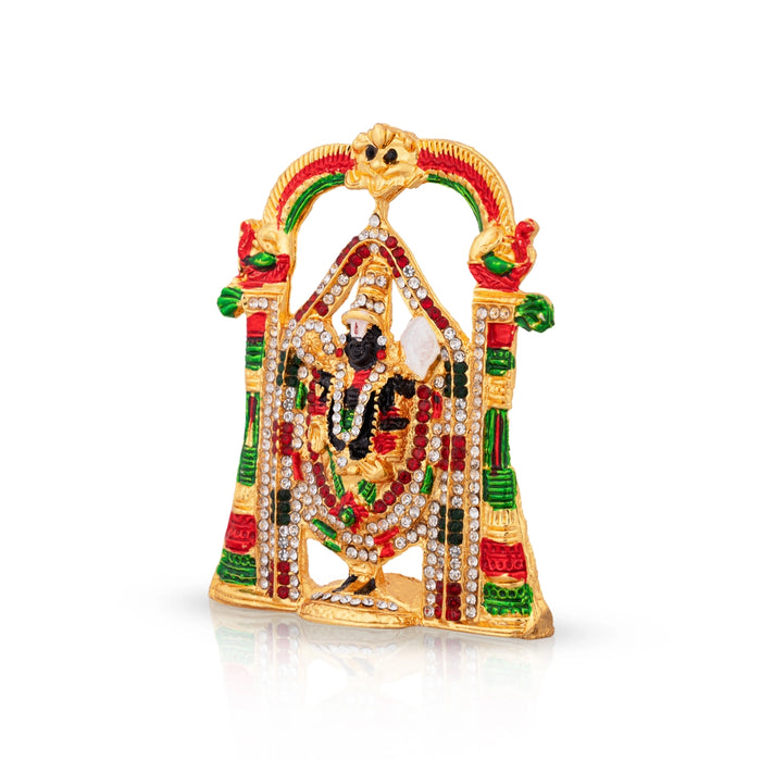 Prince Srinivasa Balaji Murti - 4 x 2.25 Inches | Multicolour Stone Perumal Statue for Table Top & Car Decor - Table Stand Accessories