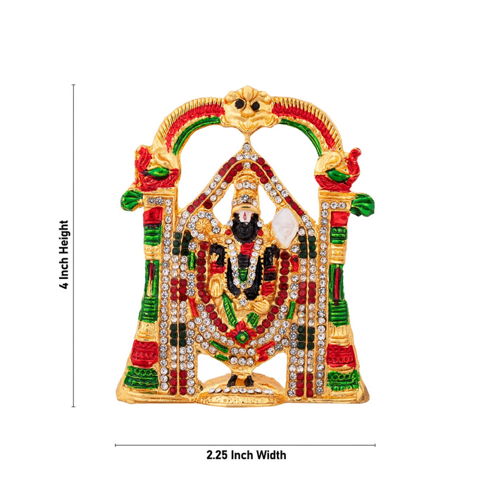 Prince Srinivasa Balaji Murti - 4 x 2.25 Inches | Multicolour Stone Perumal Statue for Table Top & Car Decor - Table Stand Accessories