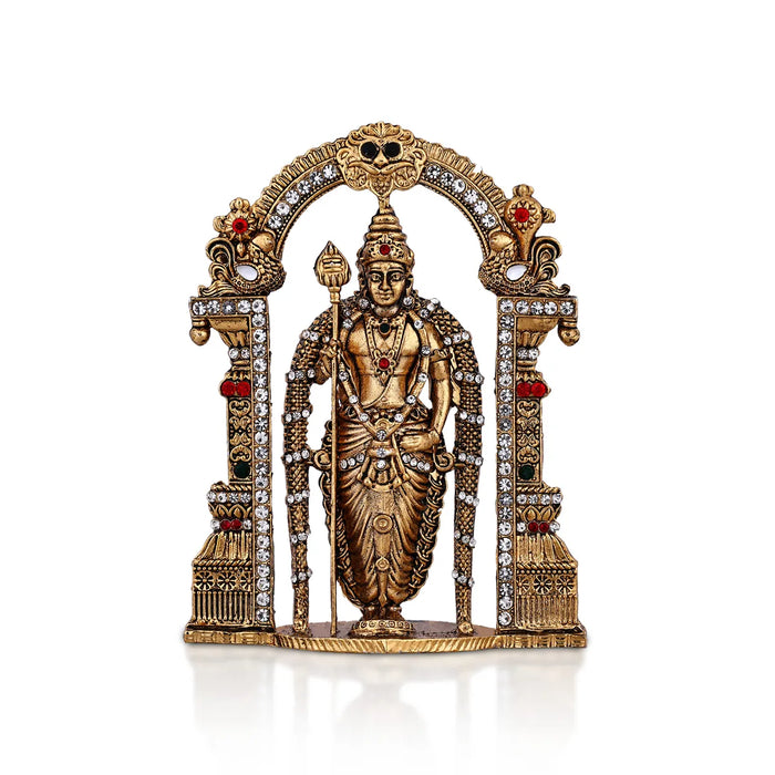Malaysia Murugan Statue With Arch - 4.5 x 3.5 Inches | Antique Murti/ Kartikeya Statue for Home & Office