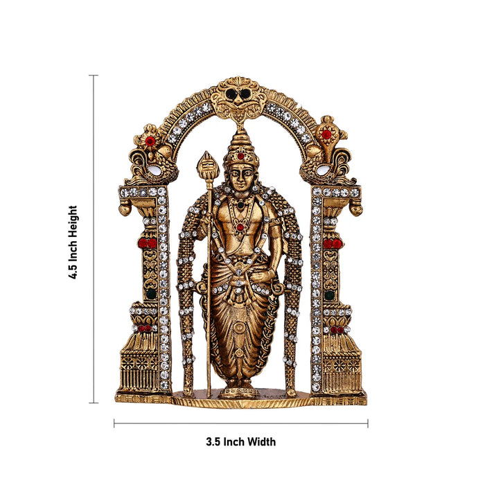 Malaysia Murugan Statue With Arch - 4.5 x 3.5 Inches | Antique Murti/ Kartikeya Statue for Home & Office