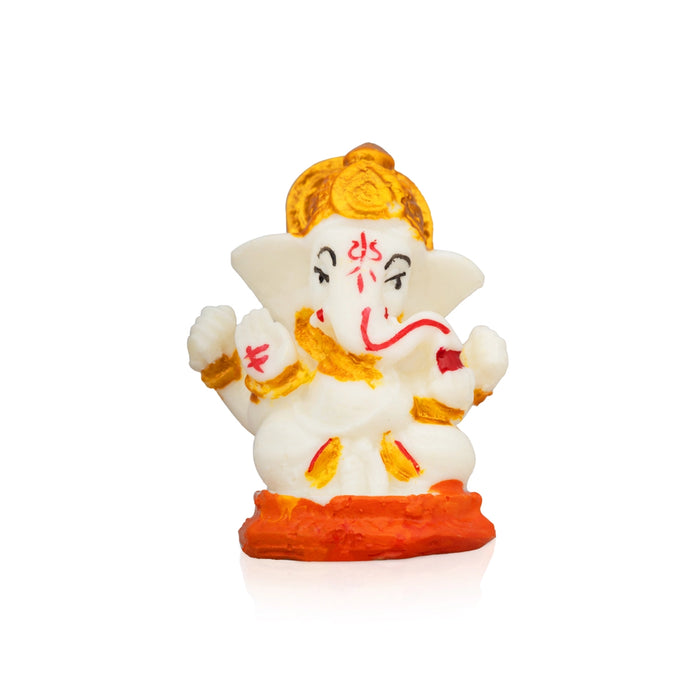 Ganesh Murti - 2.5 x 1.75 Inches | Vinayagar Idol/ Sitting Ganpati Murti/ Resin Statue for Pooja