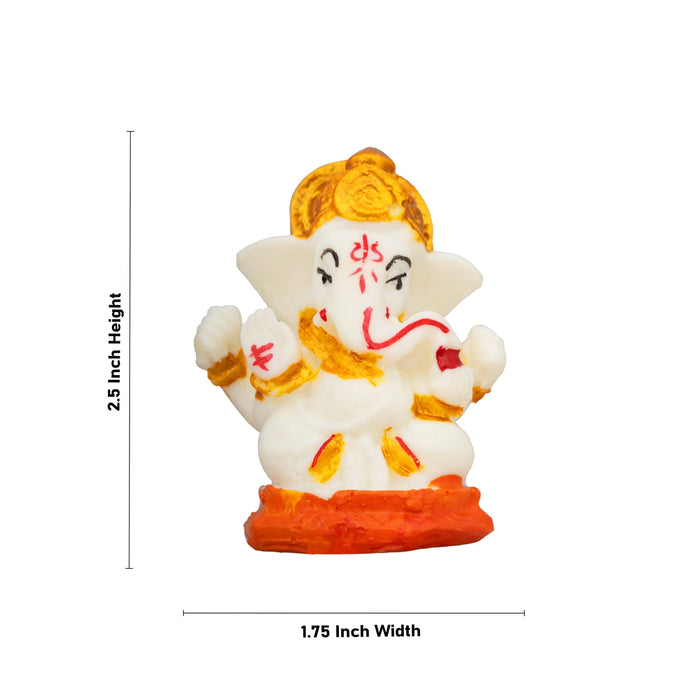 Ganesh Murti - 2.5 x 1.75 Inches | Vinayagar Idol/ Sitting Ganpati Murti/ Resin Statue for Pooja