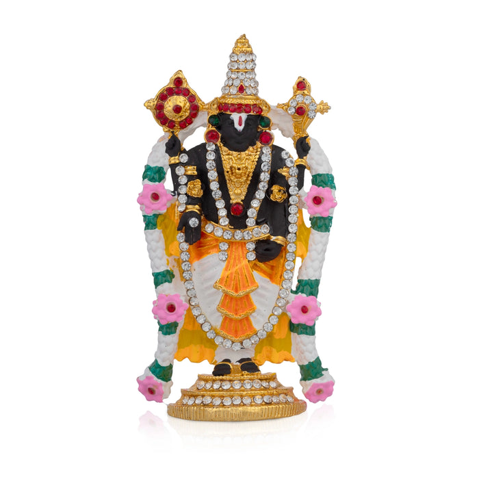 Pushpa Balaji Murti - 3.5 x 2 Inches | Multicolour Stone Balaji Idol/ Balaji Statue for Car/ 80 Gms Approx