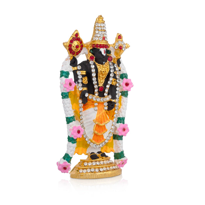 Pushpa Balaji Murti - 3.5 x 2 Inches | Multicolour Stone Balaji Idol/ Balaji Statue for Car/ 80 Gms Approx