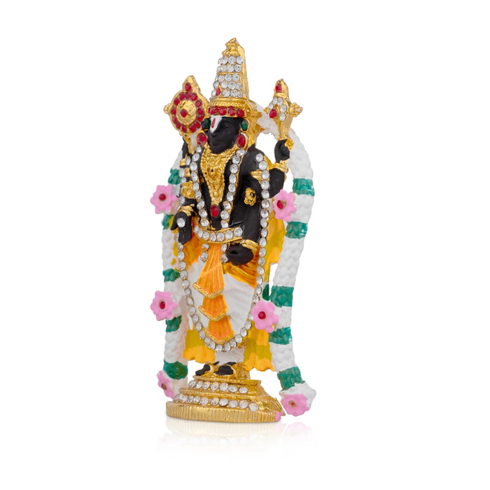 Pushpa Balaji Murti - 3.5 x 2 Inches | Multicolour Stone Balaji Idol/ Balaji Statue for Car/ 80 Gms Approx