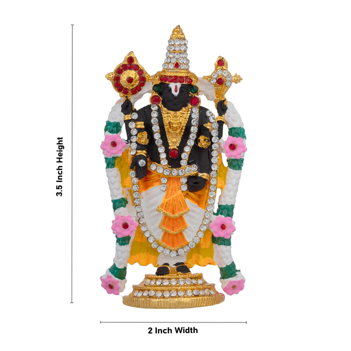 Pushpa Balaji Murti - 3.5 x 2 Inches | Multicolour Stone Balaji Idol/ Balaji Statue for Car/ 80 Gms Approx