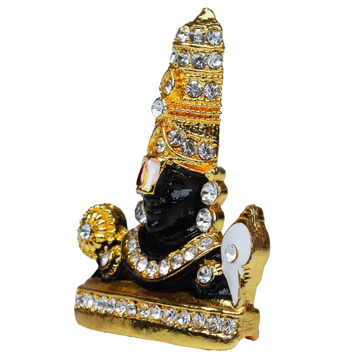 Balaji Statue - 2 x 1.5 Inches | Multicolour Stone Lord Venkateswara Idol for Car Decor - Fibre Murties