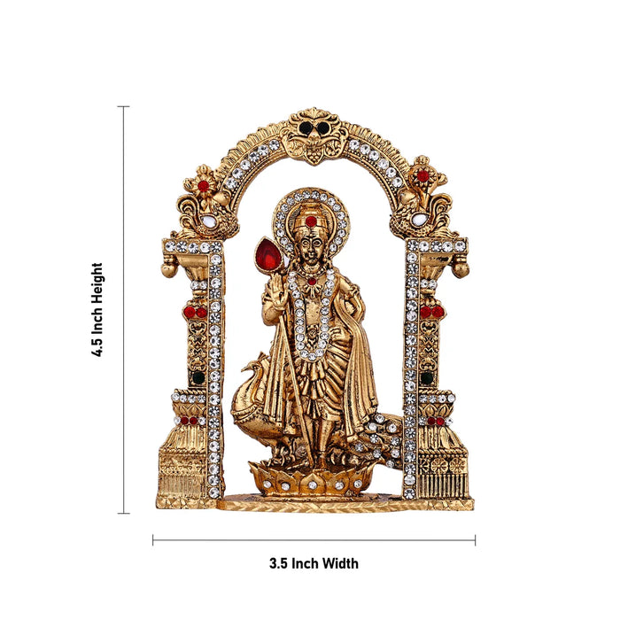 Murugan with Peacock and Arch – 4.5 x 3.5 Inches | Antique Murti/ Lord Kartikeya Statue for Home & Pooja