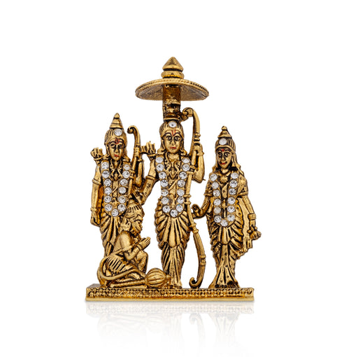 Ram Darbar Murti - 2.5 X 1.75 Inches | Stone & Gold Polish Ram Darbar Idol/ Ram Darbar Statue For Car Decor - Car Stand & Car Accessories