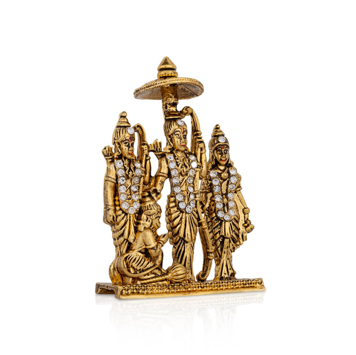Ram Darbar Murti - 2.5 X 1.75 Inches | Stone & Gold Polish Ram Darbar Idol/ Ram Darbar Statue For Car Decor - Car Stand & Car Accessories