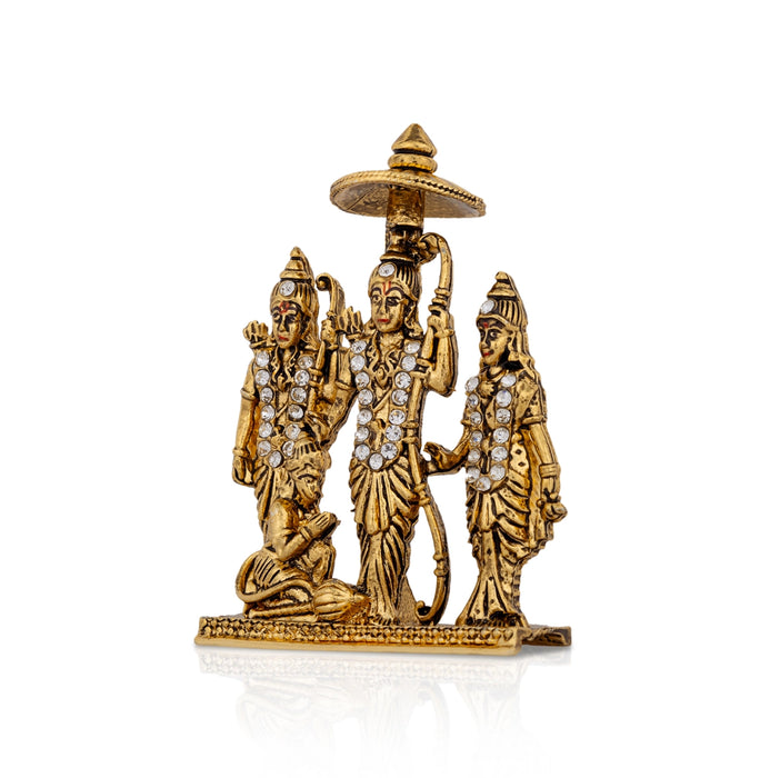 Ram Darbar Murti - 2.5 X 1.75 Inches | Stone & Gold Polish Ram Darbar Idol/ Ram Darbar Statue For Car Decor - Car Stand & Car Accessories