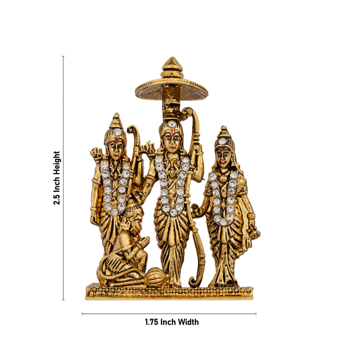 Ram Darbar Murti - 2.5 X 1.75 Inches | Stone & Gold Polish Ram Darbar Idol/ Ram Darbar Statue For Car Decor - Car Stand & Car Accessories