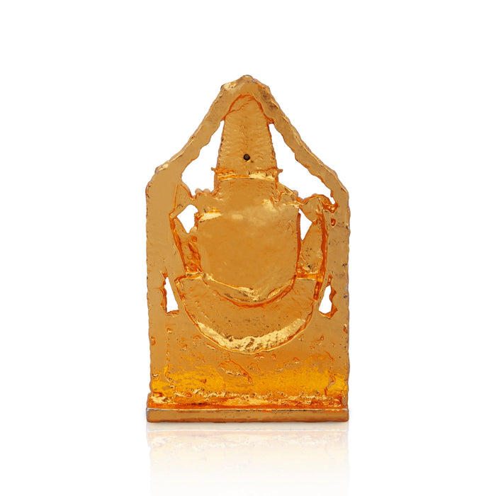 Balaji Murti With Back Stand | Gold Polish With Stone Balaji Idol/ Multicolour Stone Perumal Statue for Car Decor - Car Stand & Car Accessories