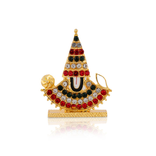 Balaji Murti With Stand | Gold Polish With Stone Balaji Idol/ Multicolour Stone Perumal Statue for Car Decor - Car Stand & Car Accessories