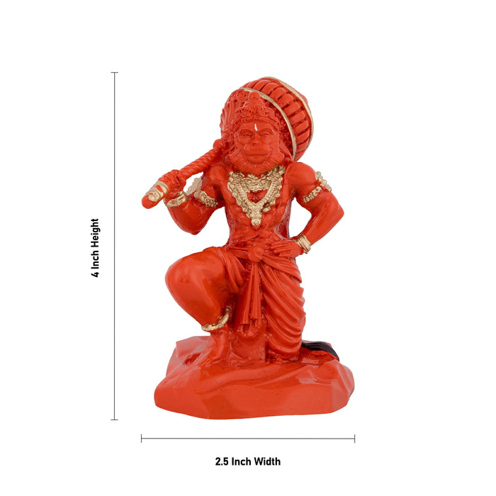 Hanuman Statue - 4 x 2.5 Inches | Resin Idol/ Anjaneyar Figurine For Home & Pooja Space