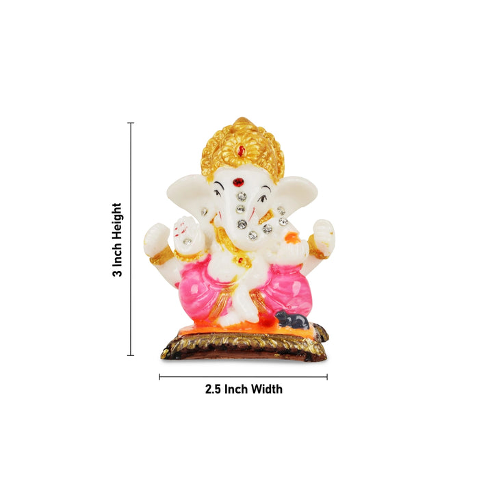 Ganesh Murti - 3 x 2.5 Inches | Marble Dust Idol/ Ganapati Murti/ Vinayagar Statue for Home Decor - Fibre Murties