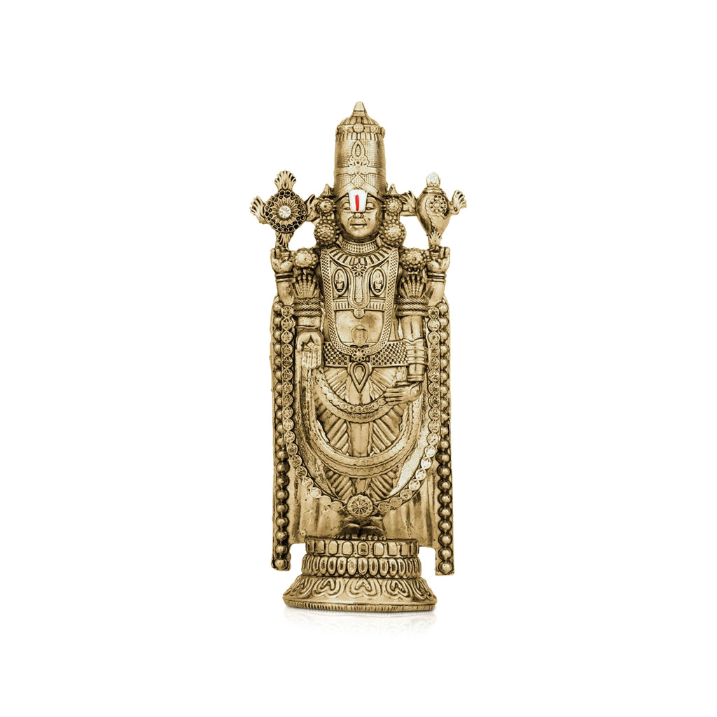 Balaji Murti - 5 x 2 Inches | Gold Polish Balaji Standing Statue/ Tirupati Balaji Idol for Pooja