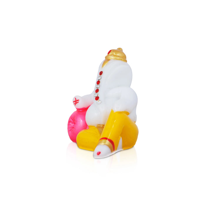 Ganesha Murti - 2.5 x 2 Inches | Resin Idol / Vinayagar Statue / Ganpati Idol for Pooja - Fibre Murties