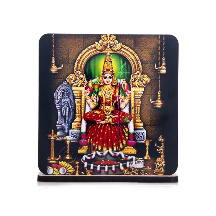 Kamakshi Amman Photo Frame Stand - 4 x 3.75 Inches | Kamatchi Amman Picture Frame for Car Decor