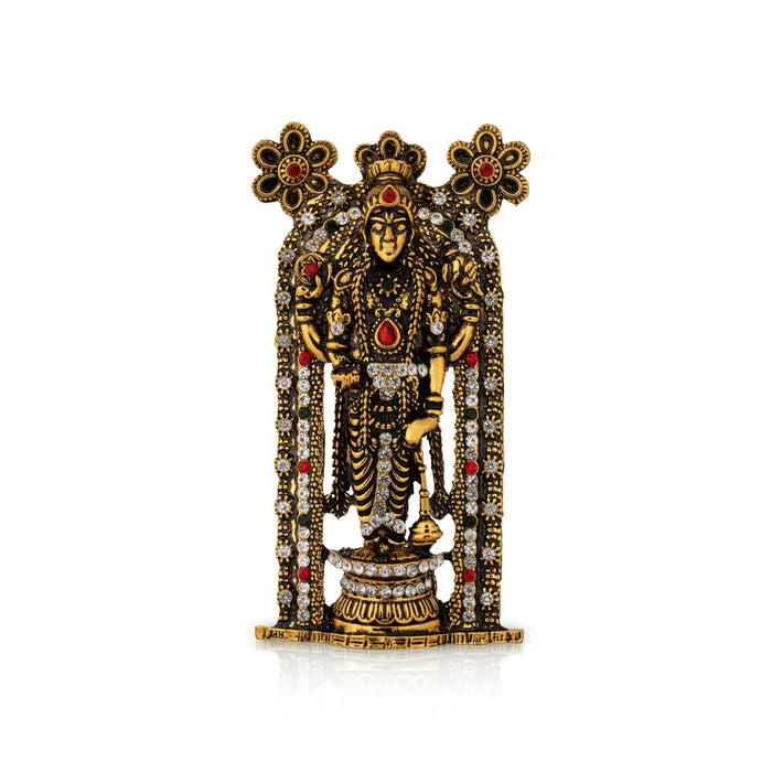 Guruvayurappan Idol - 3.75 x 2 Inches | Metal & Antique Gold Polish Guruvayurappan Statue for Table Top - Aluminium Murties