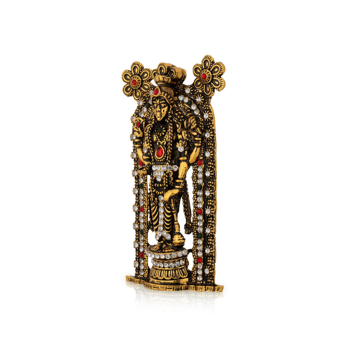 Guruvayurappan Idol - 3.75 x 2 Inches | Metal & Antique Gold Polish Guruvayurappan Statue for Table Top - Aluminium Murties