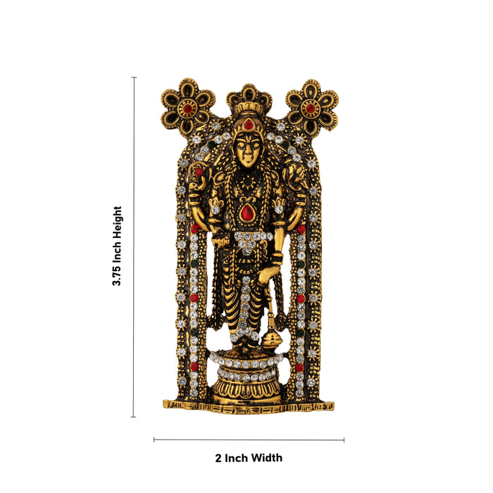 Guruvayurappan Idol - 3.75 x 2 Inches | Metal & Antique Gold Polish Guruvayurappan Statue for Table Top - Aluminium Murties