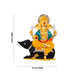 Ganesh Murti Sitting On Mouse - 3 x 2.5 Inches | Metal Ganpati Murti/Stone& Coloured Ganpati Idol for Table Top - Aluminium Murties