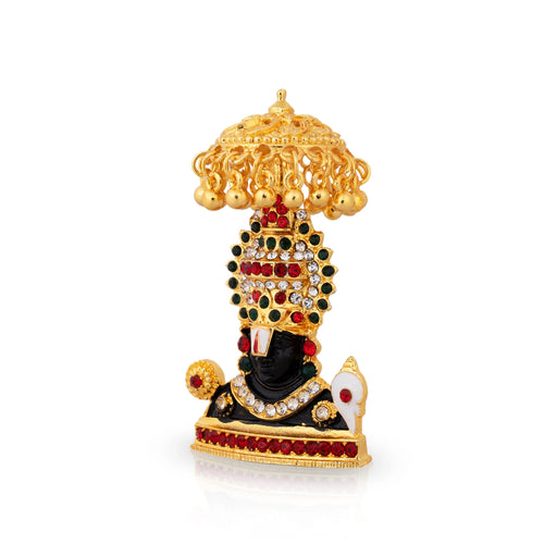 Balaji Murti With Umbrella - 2.75 x 1.5 Inches | Metal Balaji Idol/ Stone & Gold Polish Perumal Idol for Home - Car Stand & Car Accessories