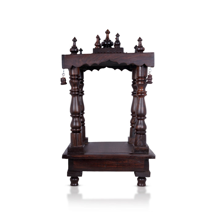 Open Pooja Mandir With Base - 15 X 10 Inches | Puja Stand/ Mandapam/ Wooden Temple For Home And Pooja Room - Home Puja Mandir