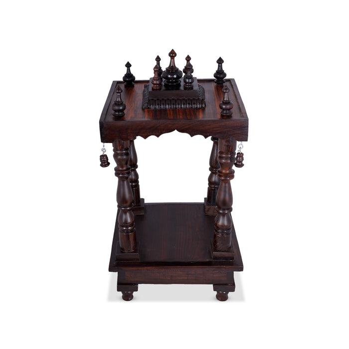 Open Pooja Mandir With Base - 15 X 10 Inches | Puja Stand/ Mandapam/ Wooden Temple For Home And Pooja Room - Home Puja Mandir