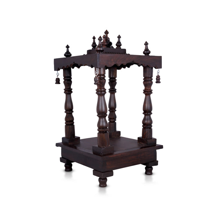 Open Pooja Mandir With Base - 15 X 10 Inches | Puja Stand/ Mandapam/ Wooden Temple For Home And Pooja Room - Home Puja Mandir
