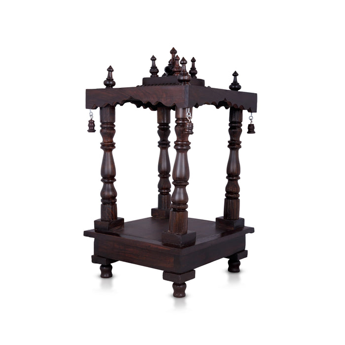 Open Pooja Mandir With Base - 15 X 10 Inches | Puja Stand/ Mandapam/ Wooden Temple For Home And Pooja Room - Home Puja Mandir