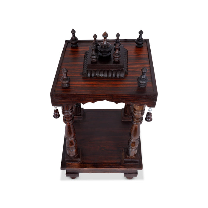 Open Pooja Mandir With Base - 15 X 10 Inches | Puja Stand/ Mandapam/ Wooden Temple For Home And Pooja Room - Home Puja Mandir