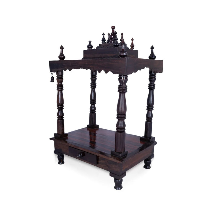 Pooja Mandir With Base - 10 x 15 inches | Puja Stand/ Mandapam/ Wooden Temple For Home And Pooja Room - Home Puja Mandir