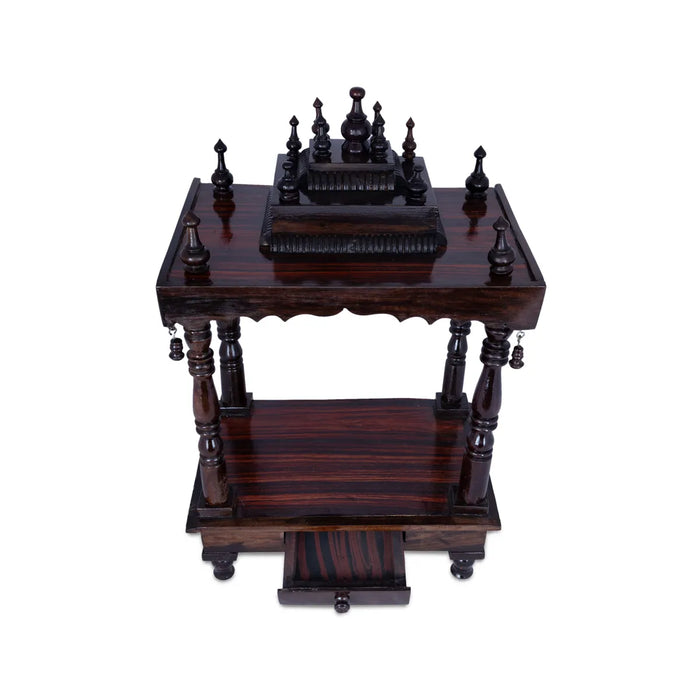 Pooja Mandir With Base - 10 x 15 inches | Puja Stand/ Mandapam/ Wooden Temple For Home And Pooja Room - Home Puja Mandir